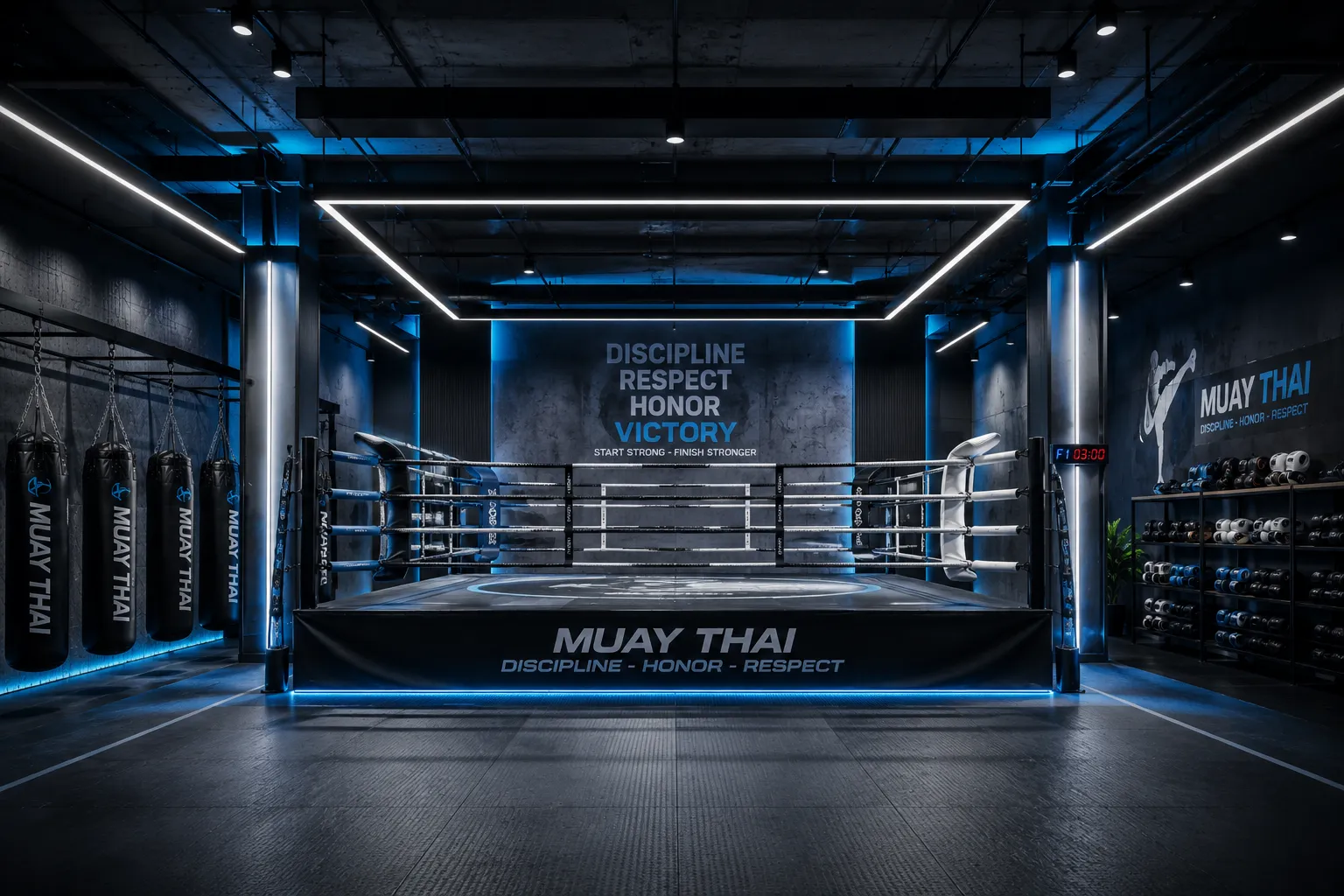 Muay Thai training at a gym