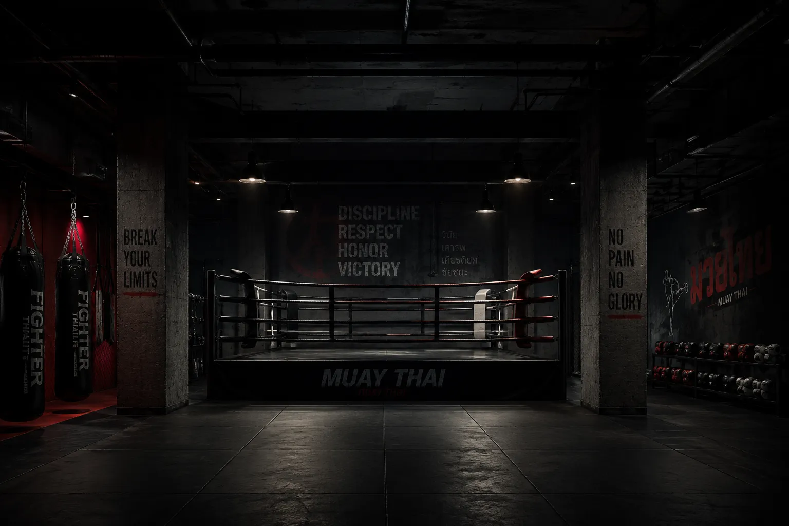 Muay Thai training at a gym